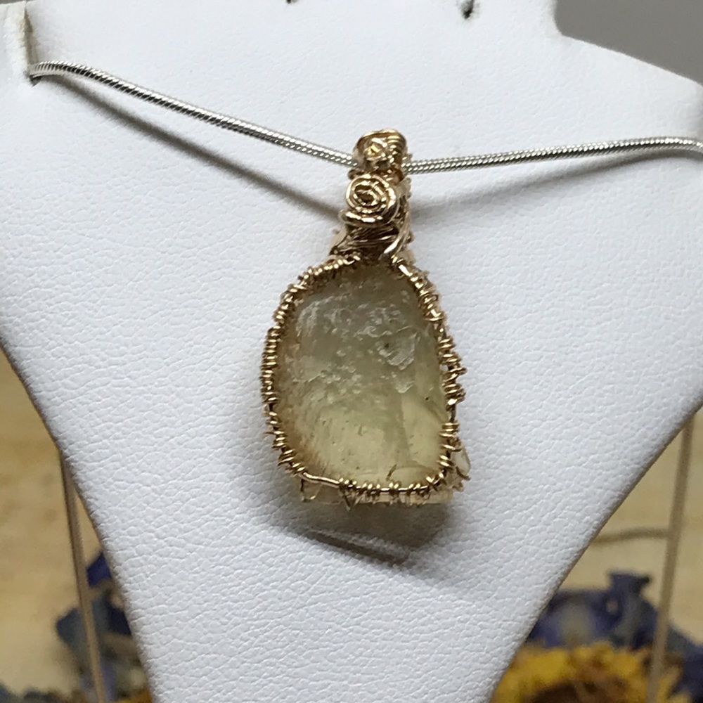 Libyan Desert Glass Pendant 12k gold filled